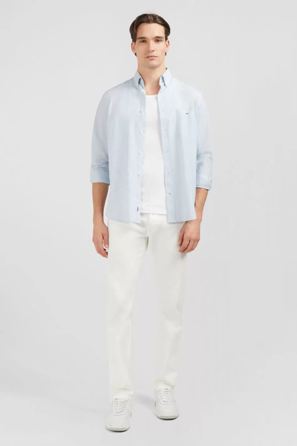 Shirts | Eden Park Light Blue Shirt In Cotton Dobby