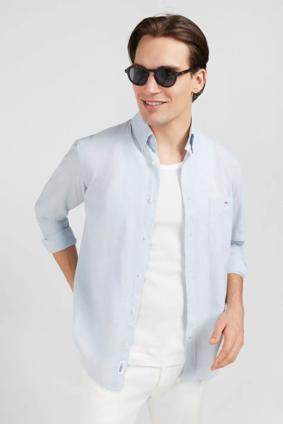 Shirts | Eden Park Light Blue Shirt In Cotton Dobby