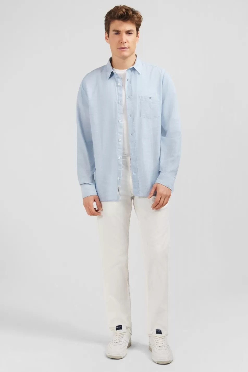 Shirts | Eden Park Light Blue Shirt In Linen