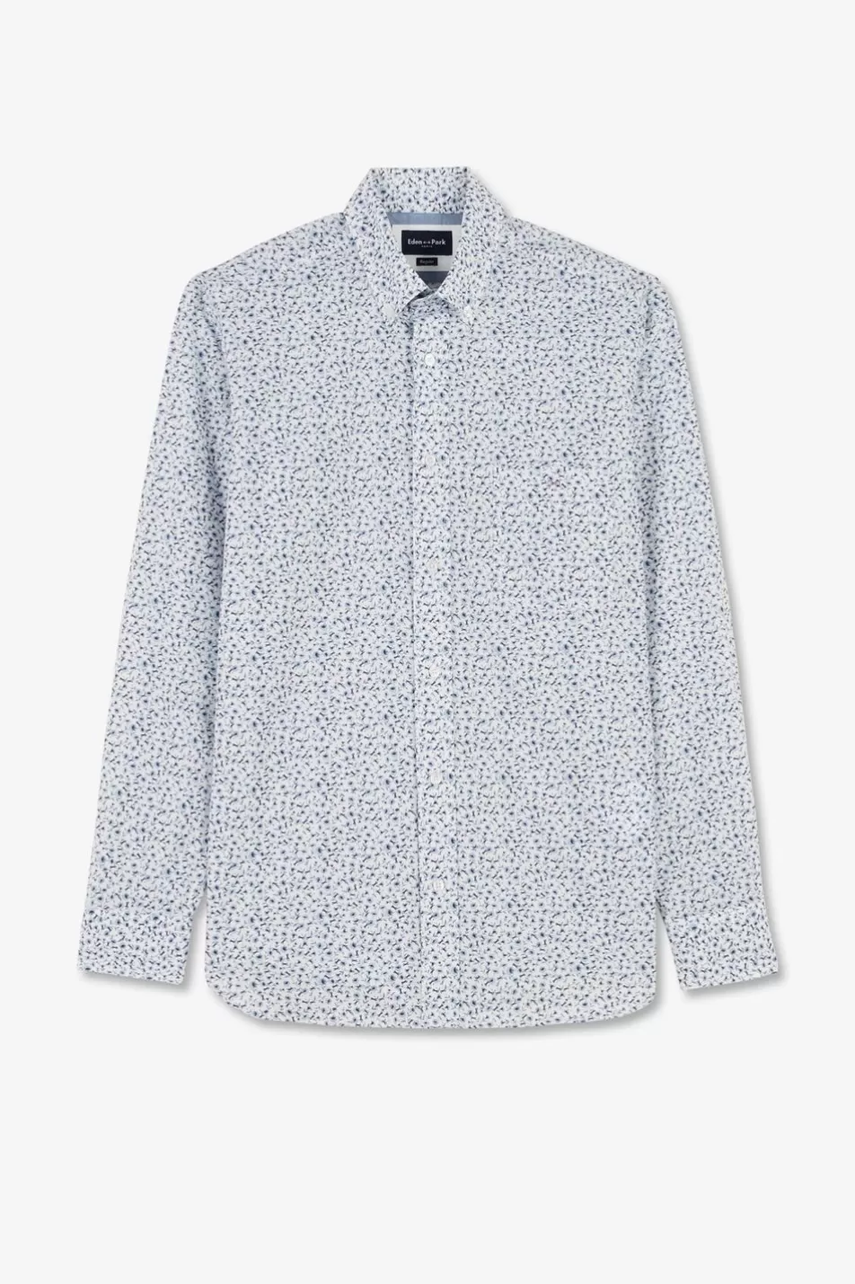 Shirts | Eden Park Light Blue Shirt With A Floral Micro Motif