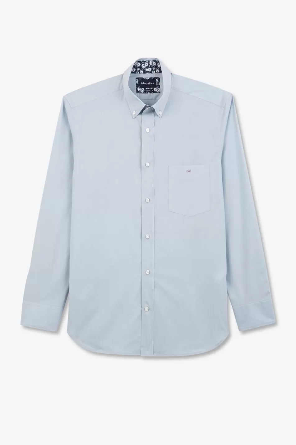 Shirts | Eden Park Light Blue Shirt With Floral Elbow Patches