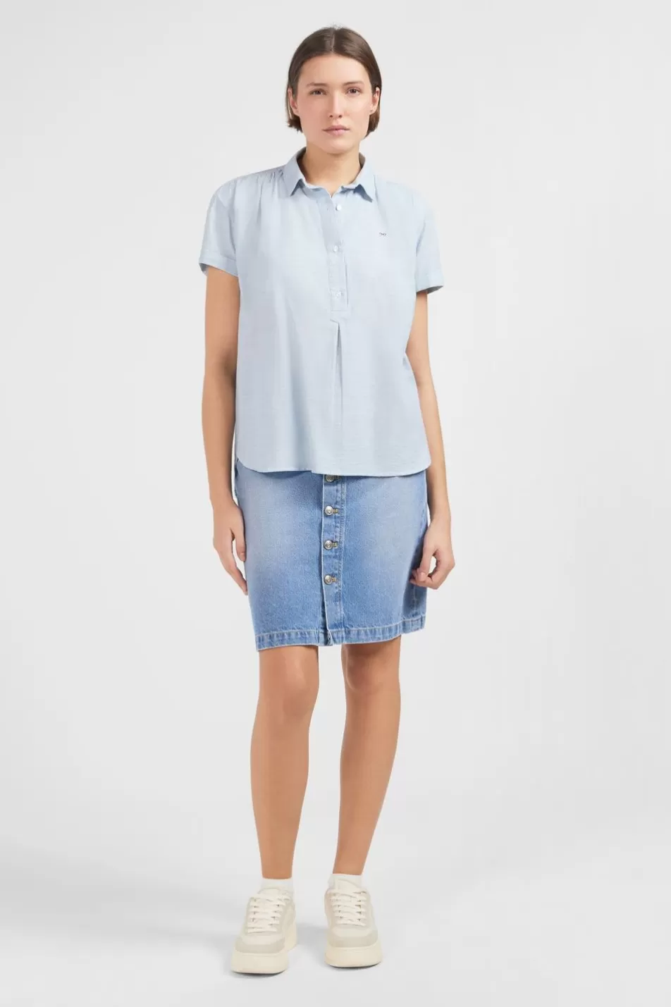 Shirts | Eden Park Light Blue Short-Sleeved Blouse