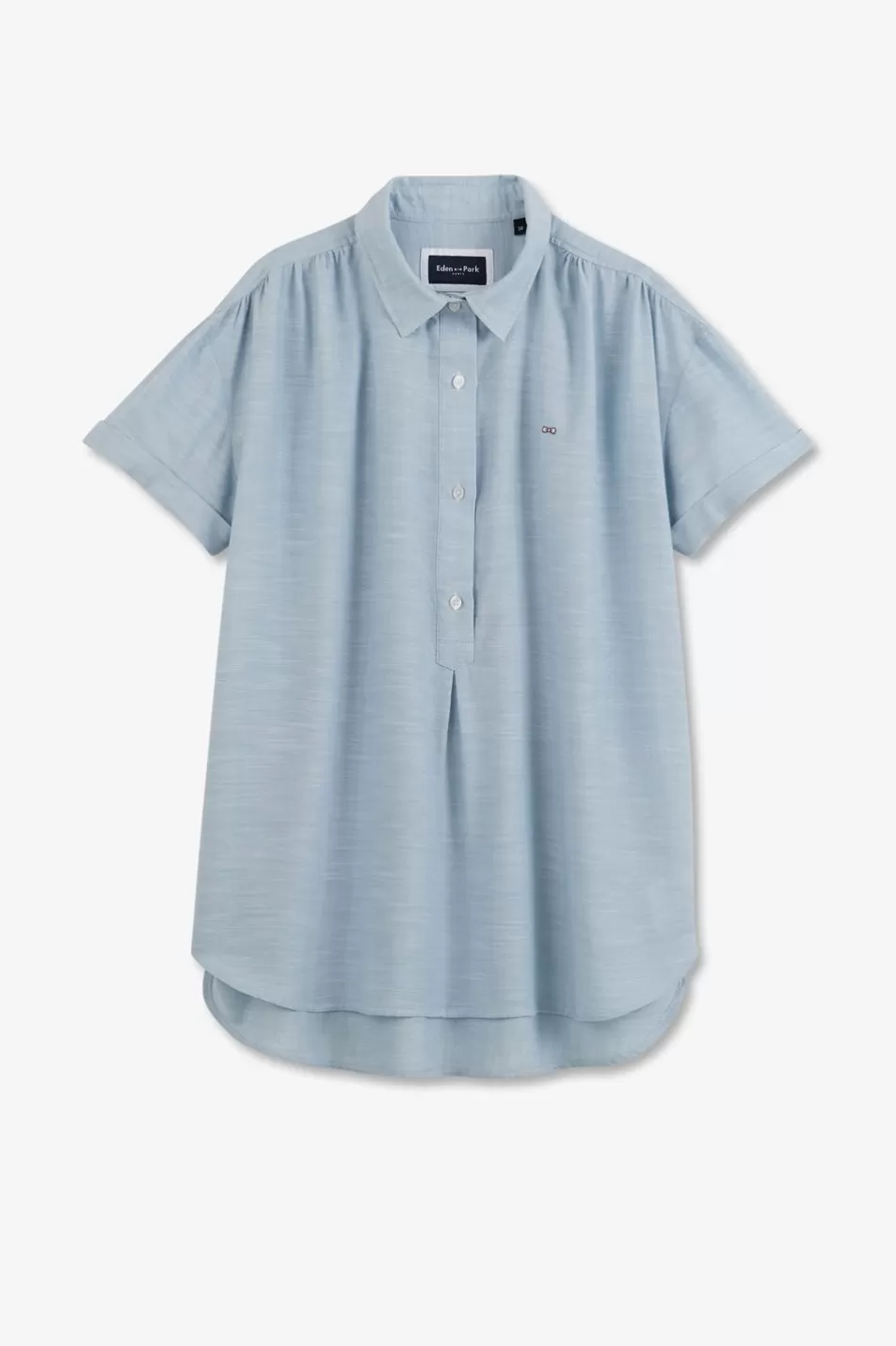 Shirts | Eden Park Light Blue Short-Sleeved Blouse