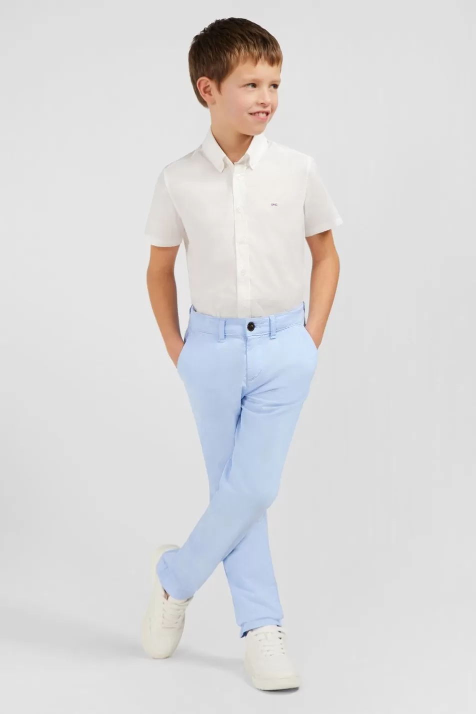 Children | Eden Park Light Blue Stretch Cotton Chino Trousers