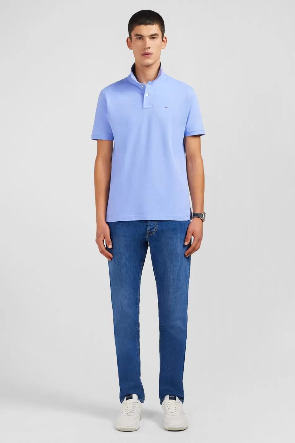 Polos | Eden Park Light Blue Stretch Pima Cotton Polo