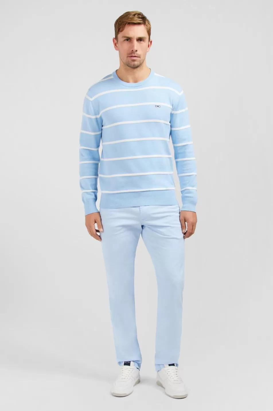 Sweaters | Eden Park Light Blue Striped Jumper In Combination Knit