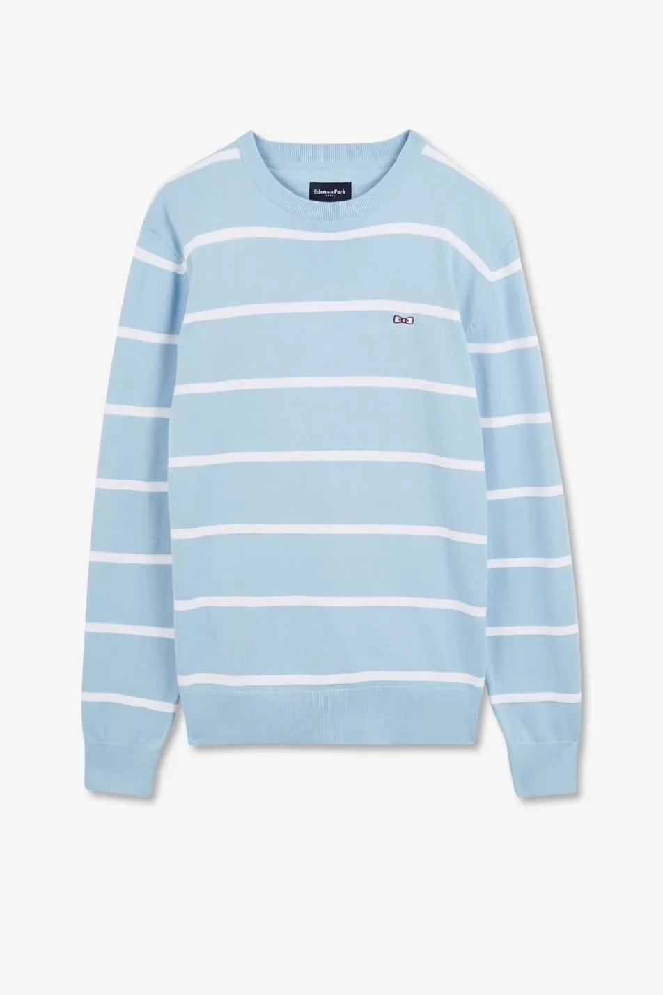 Sweaters | Eden Park Light Blue Striped Jumper In Combination Knit