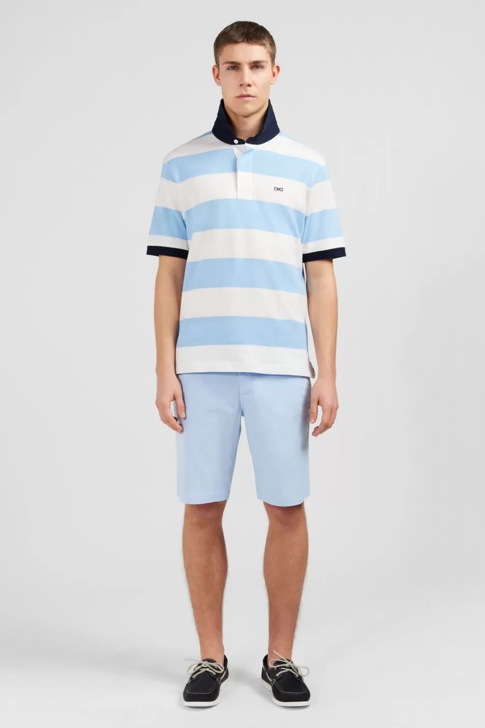 Rugby Shirts | Eden Park Light Blue Striped Short-Sleeved Rugby Shirt