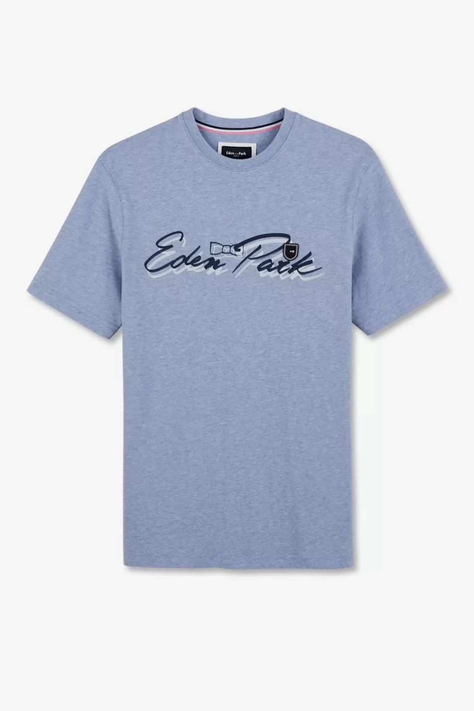 T-Shirts | Eden Park Light Blue T-Shirt With Double Lettering