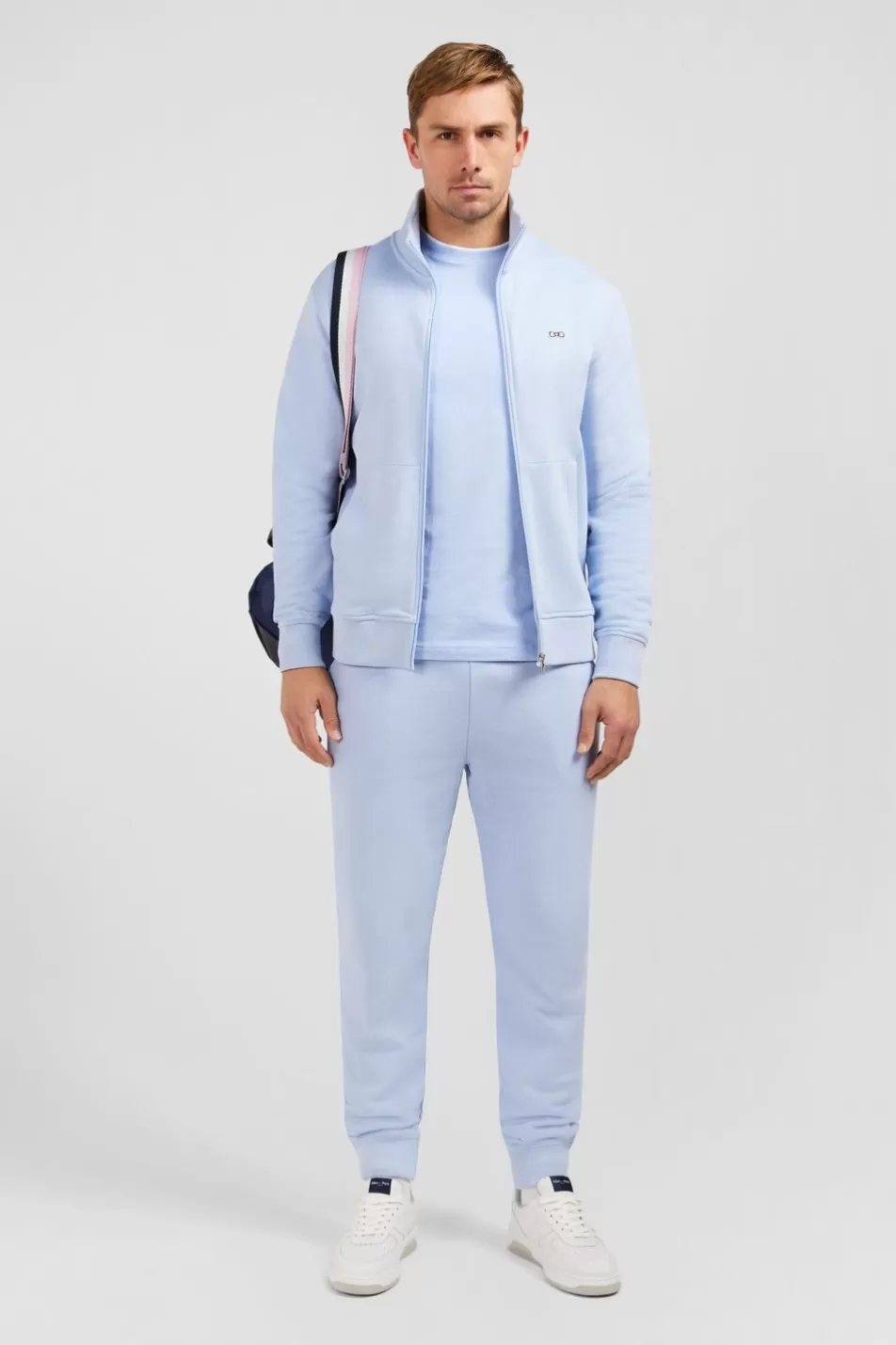 Sweatshirts | Eden Park Light Blue Zipped Sweatshirt With Stand-Up Collar