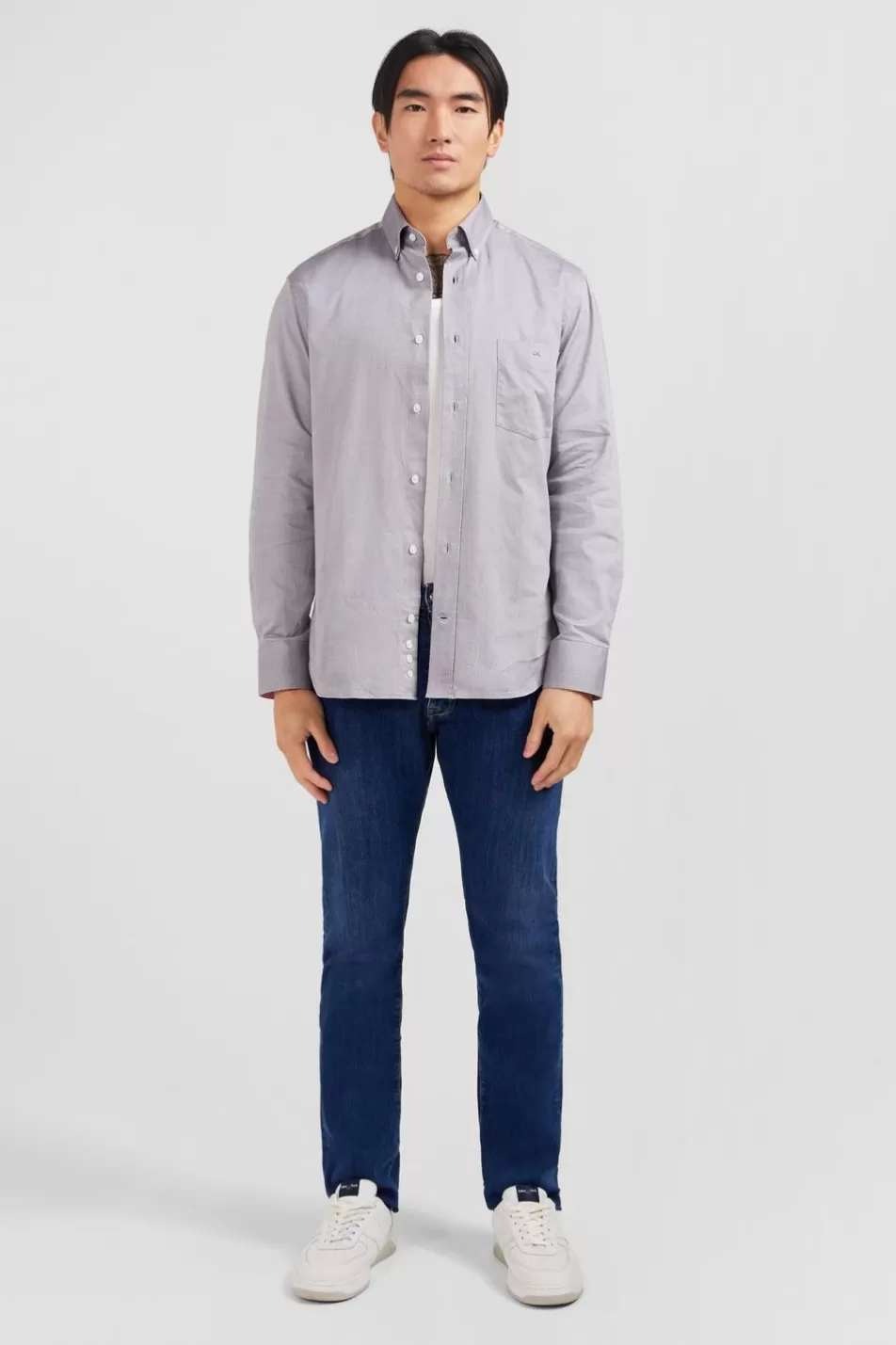 Shirts | Eden Park Light Grey Cotton Shirt