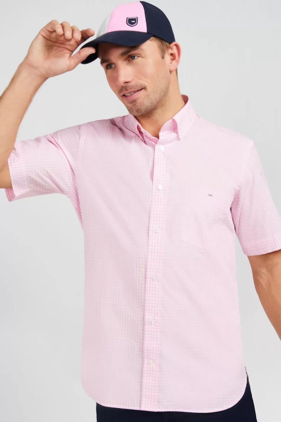 Short-Sleeved Shirts | Eden Park Light Pink Checked Blouse