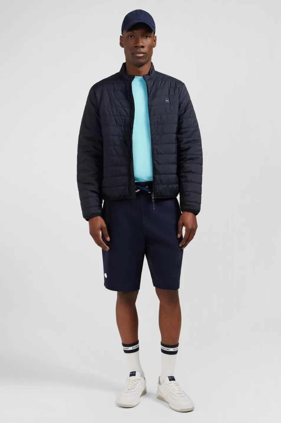 Coats | Eden Park Lightweight, Long-Sleeved Puffa Jacket In Dark Blue