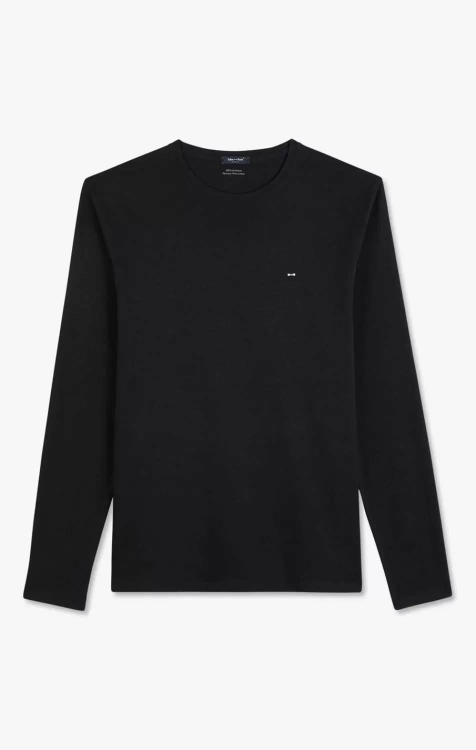 T-Shirts | Eden Park Long Sleeved Black Cotton T-Shirt