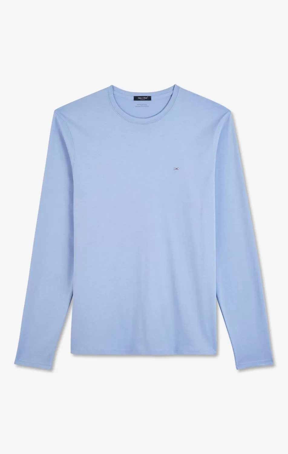 T-Shirts | Eden Park Long Sleeved Blue Cotton T-Shirt