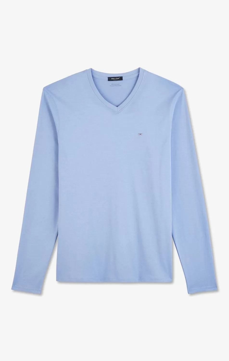 T-Shirts | Eden Park Long Sleeved Blue V Neck T-Shirt