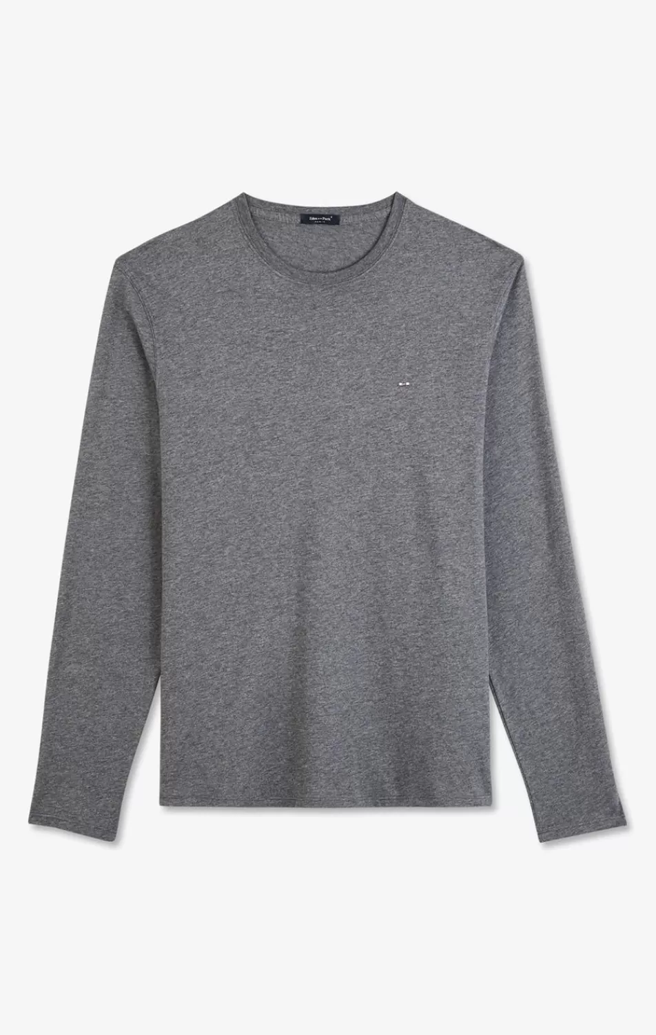 T-Shirts | Eden Park Long Sleeved Grey Cotton T-Shirt