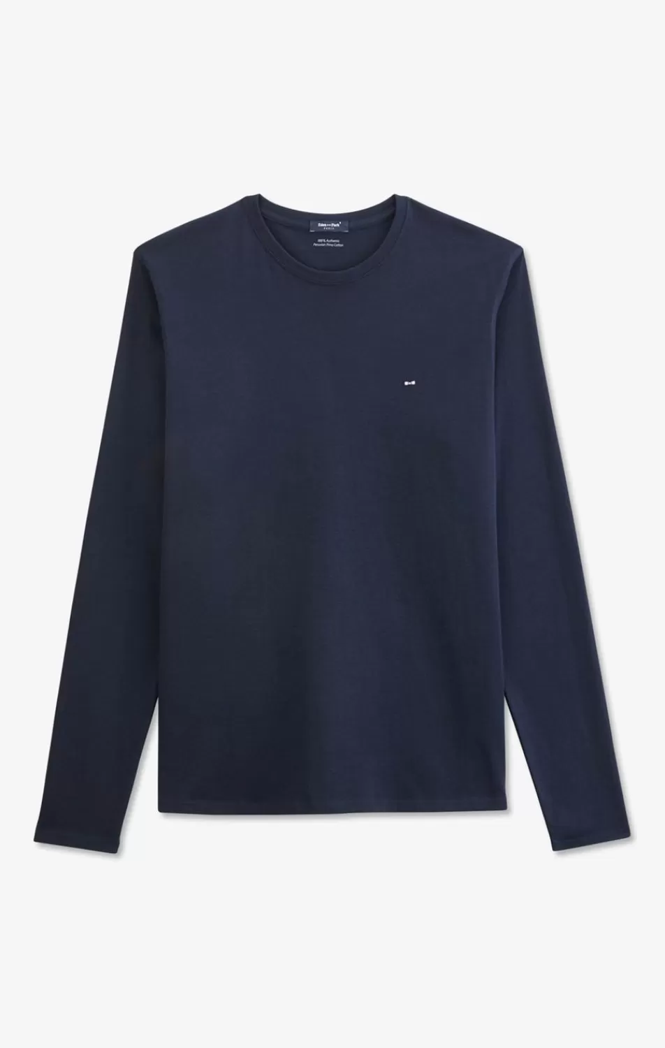 T-Shirts | Eden Park Long Sleeved Navy Blue Cotton T-Shirt