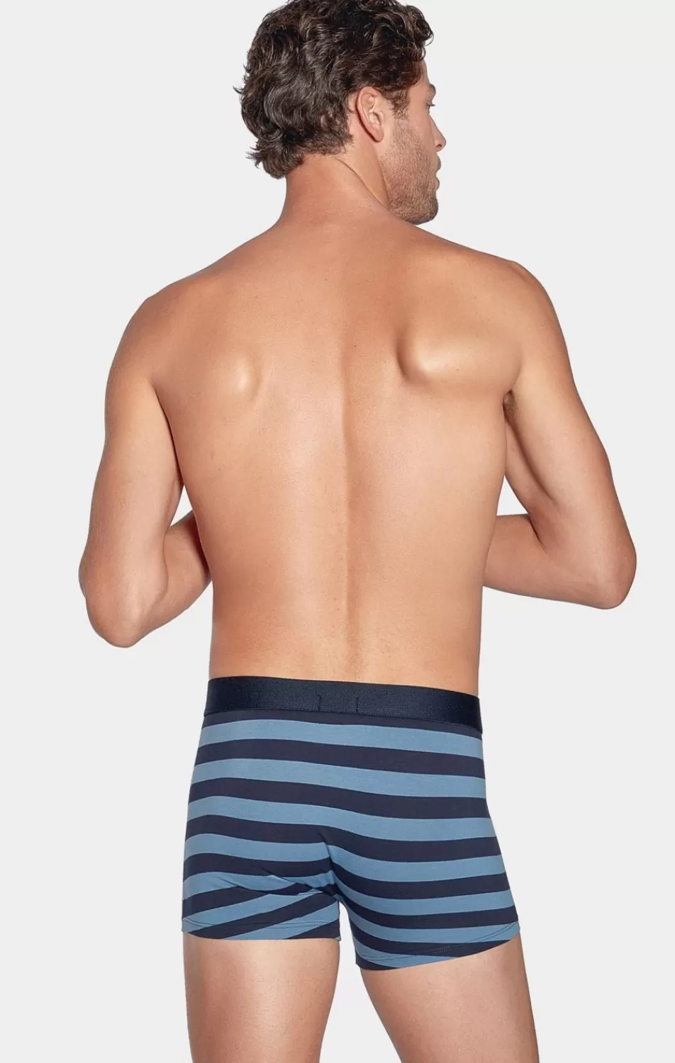 Underwear | Eden Park Navy And Blue Striped Boxers In Stretch Cotton