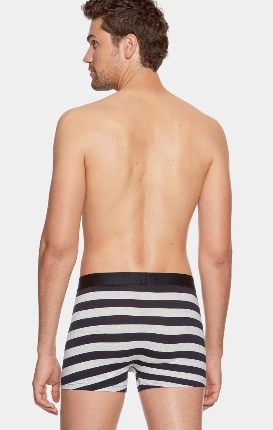 Underwear | Eden Park Navy And Grey Striped Boxers In Stretch Cotton