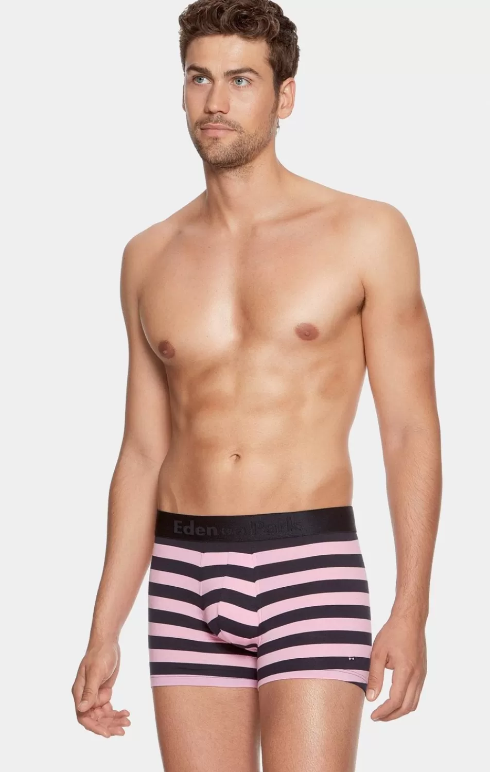 Underwear | Eden Park Navy And Pink Striped Boxers In Stretch Cotton