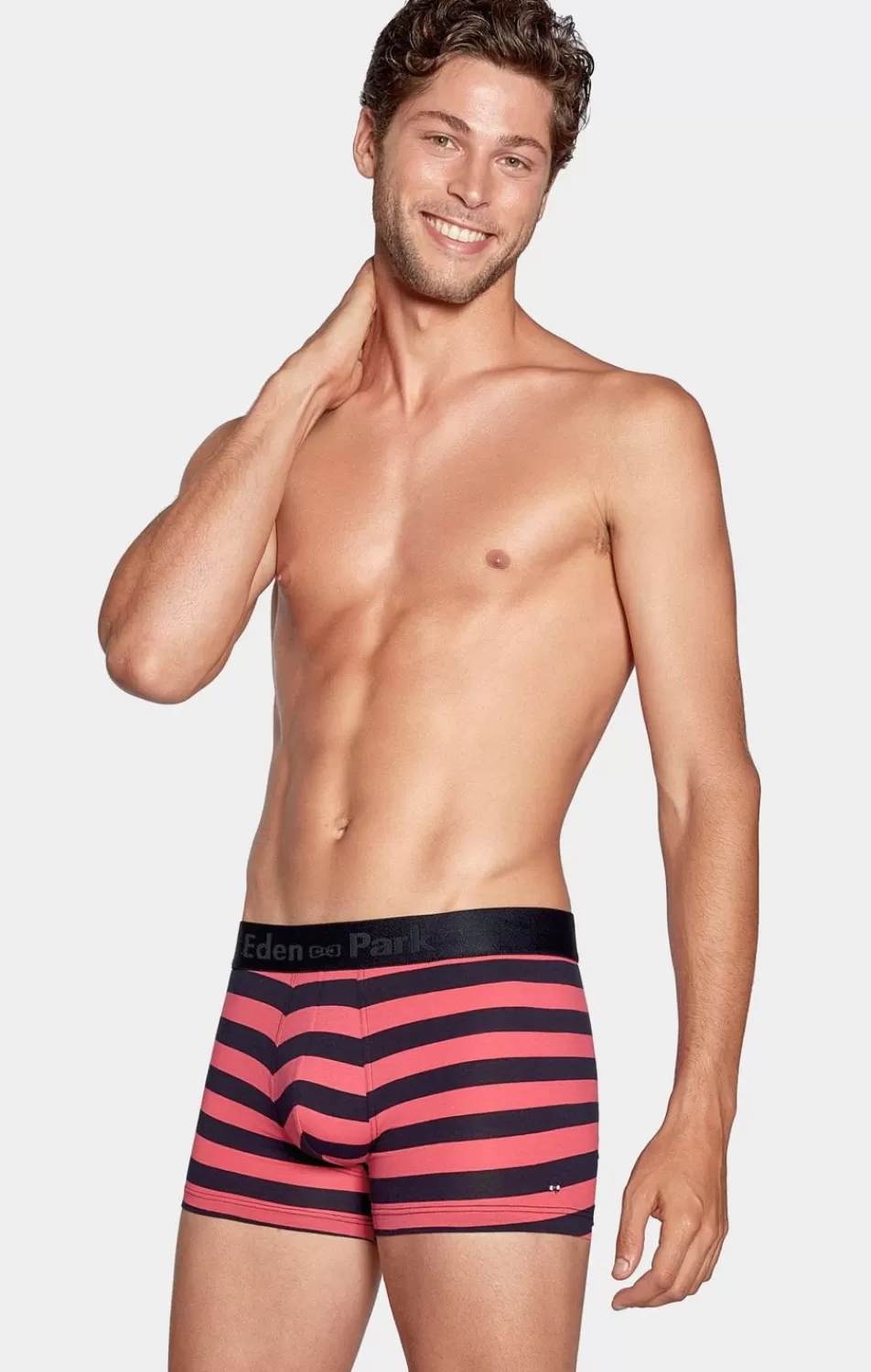 Underwear | Eden Park Navy And Red Striped Boxers In Stretch Cotton