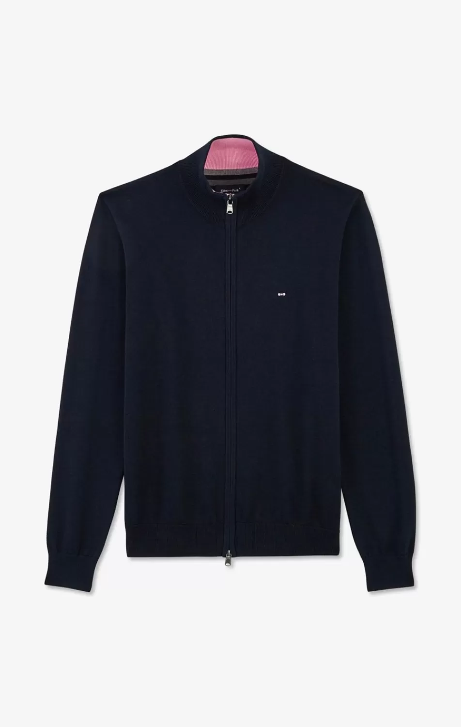 Cardigans | Eden Park Navy Blue Cotton Cardigan With Zipper