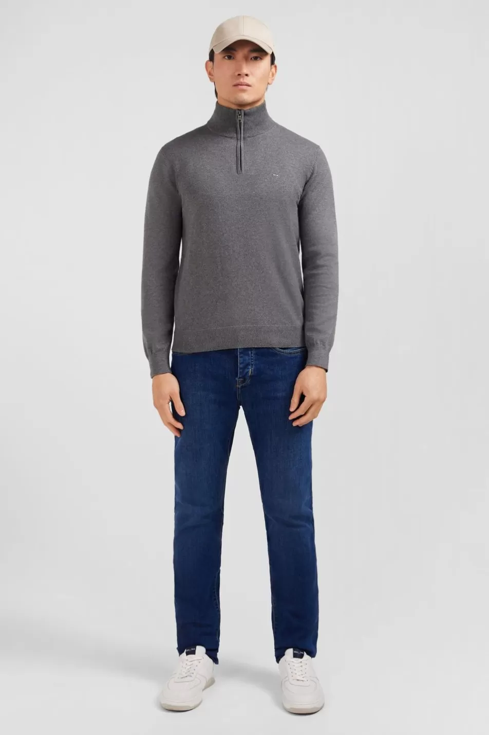 Sweaters | Eden Park Navy Blue Cotton Jersey Jumper With Trucker Neck