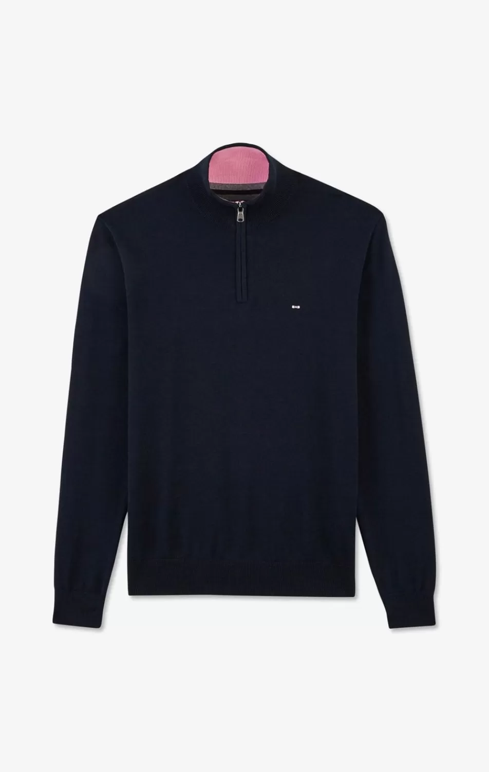 Sweaters | Eden Park Navy Blue Cotton Jersey Jumper With Trucker Neck