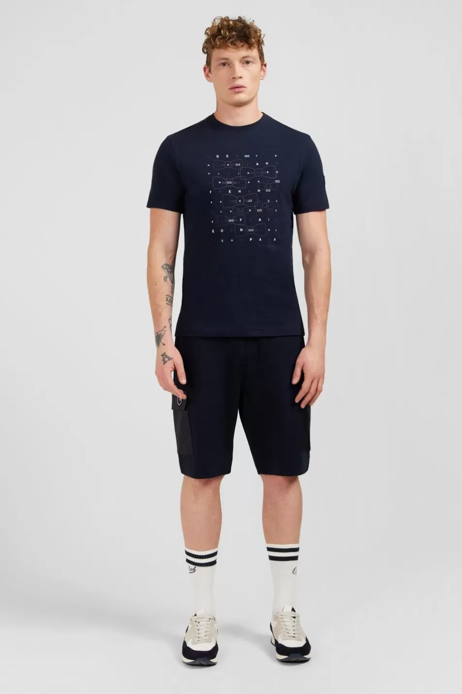 T-Shirts | Eden Park Navy Blue Printed Short-Sleeved T-Shirt