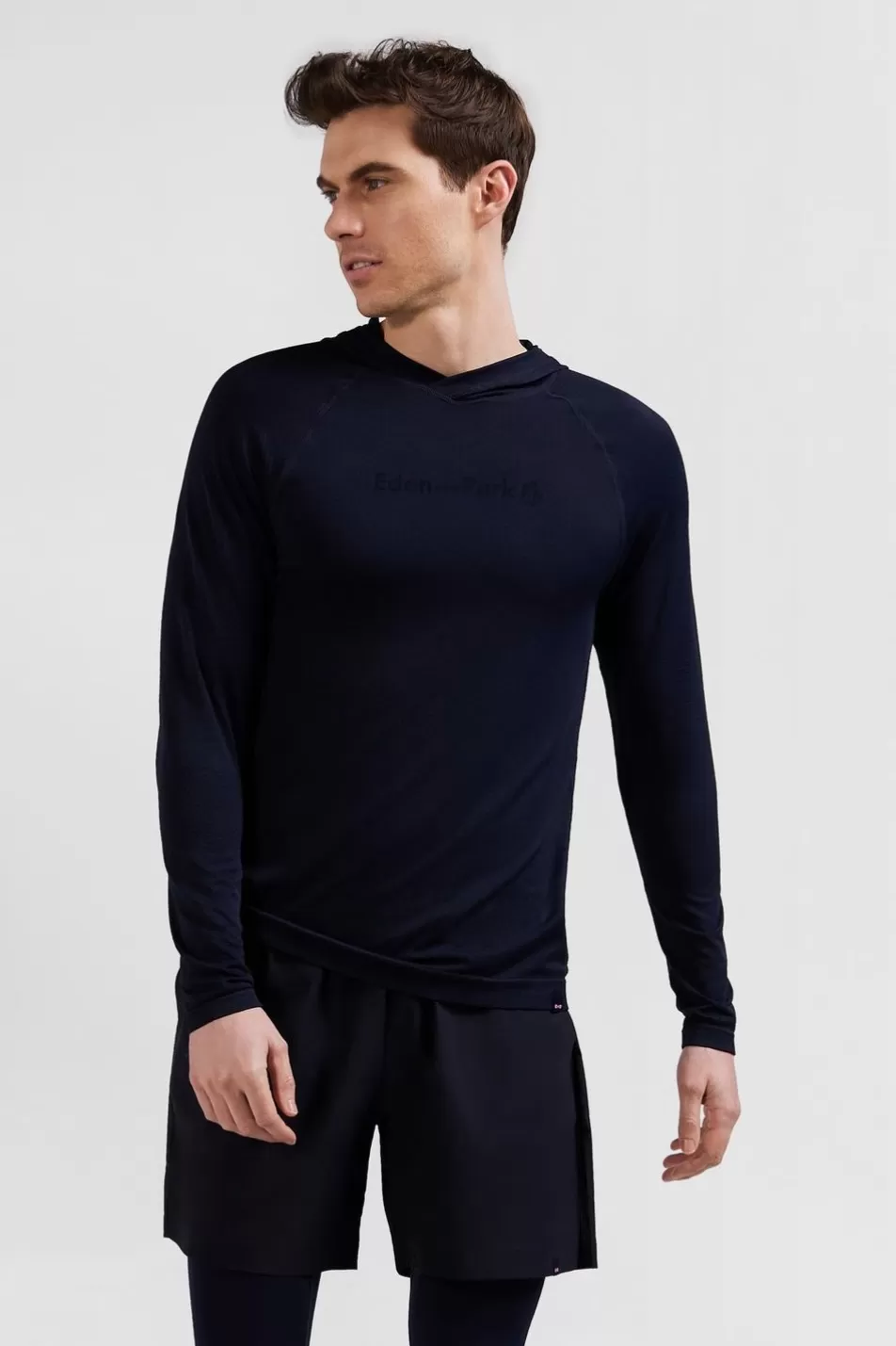 Sweatshirts | Eden Park Navy Blue Hoodie With Striped Sleeves