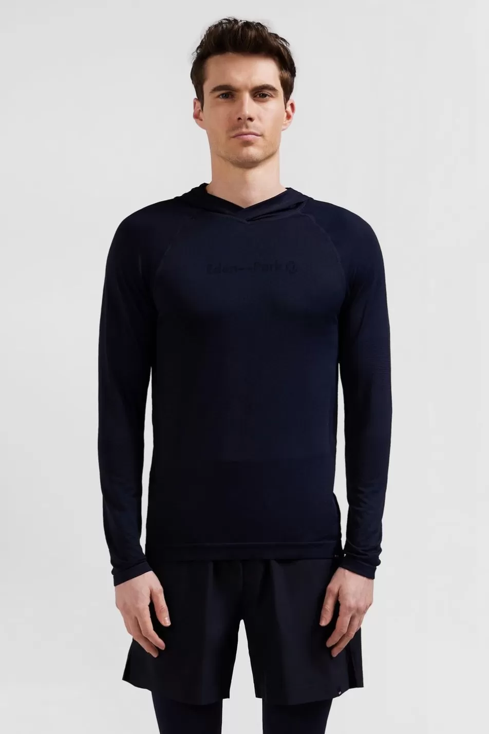 Sweatshirts | Eden Park Navy Blue Hoodie With Striped Sleeves