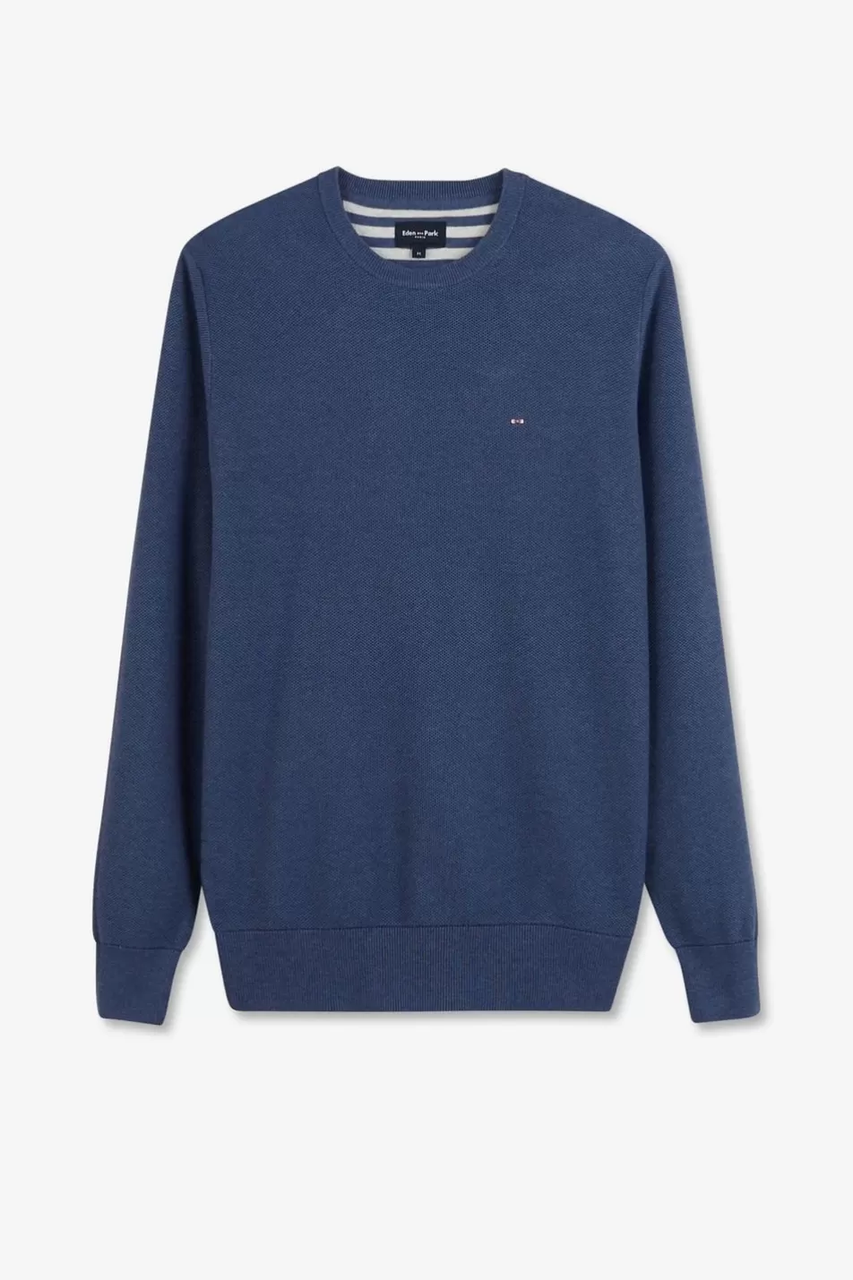 Sweaters | Eden Park Navy Blue Jumper In Decorative Cable Knit