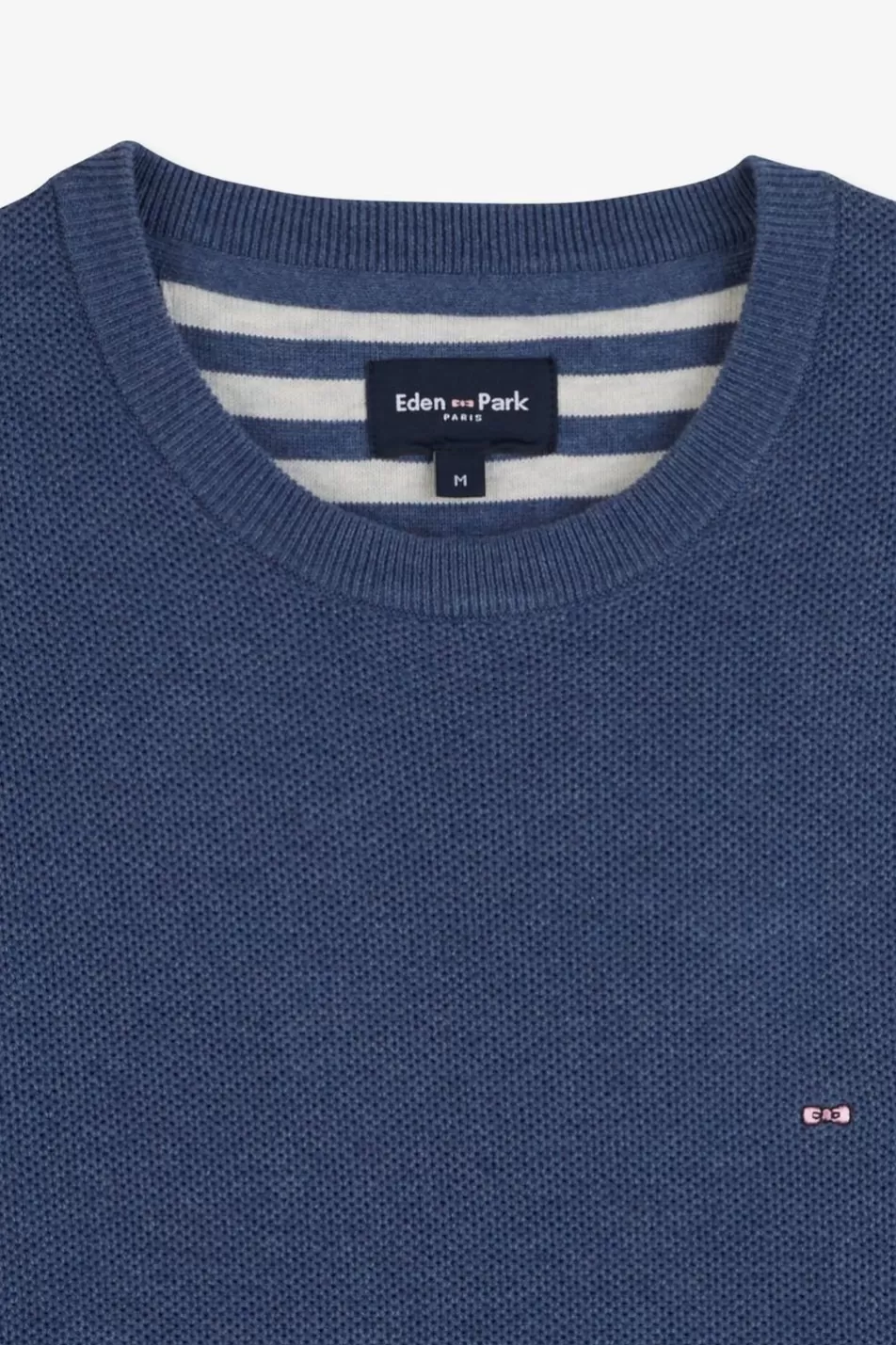 Sweaters | Eden Park Navy Blue Jumper In Decorative Cable Knit