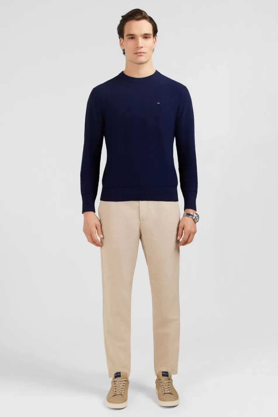 Sweaters | Eden Park Navy Blue Linen Blend Jumper