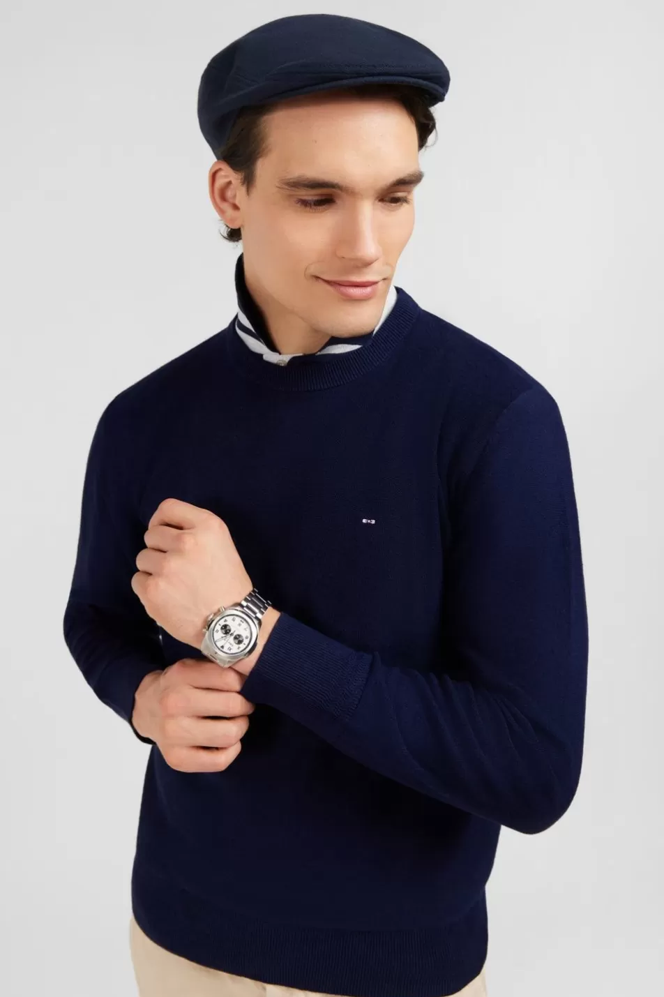 Sweaters | Eden Park Navy Blue Linen Blend Jumper