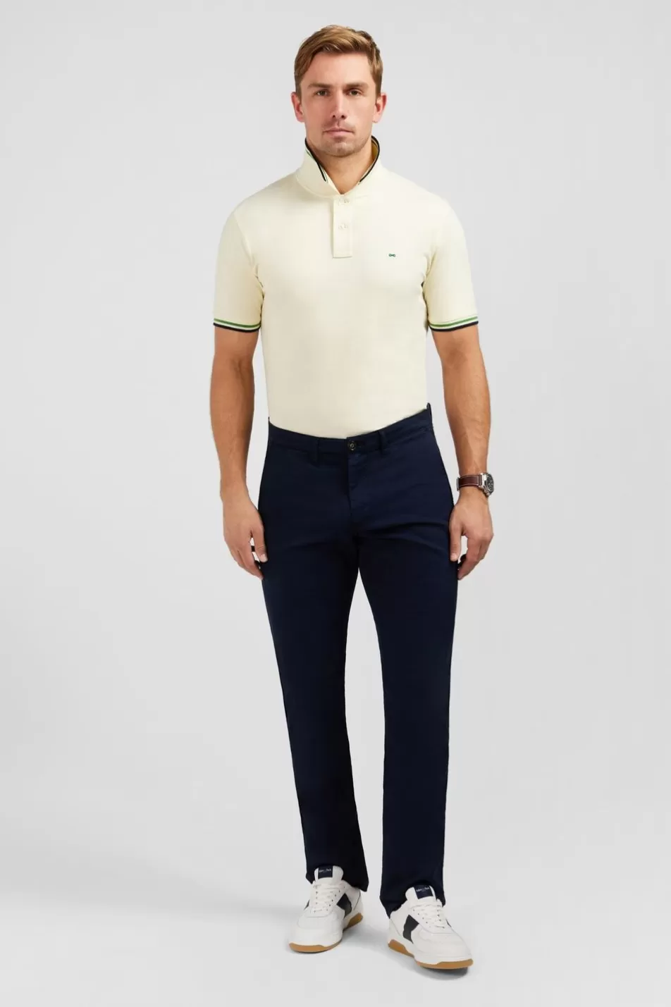 Pants | Eden Park Navy Blue Pleatless Chino Trousers