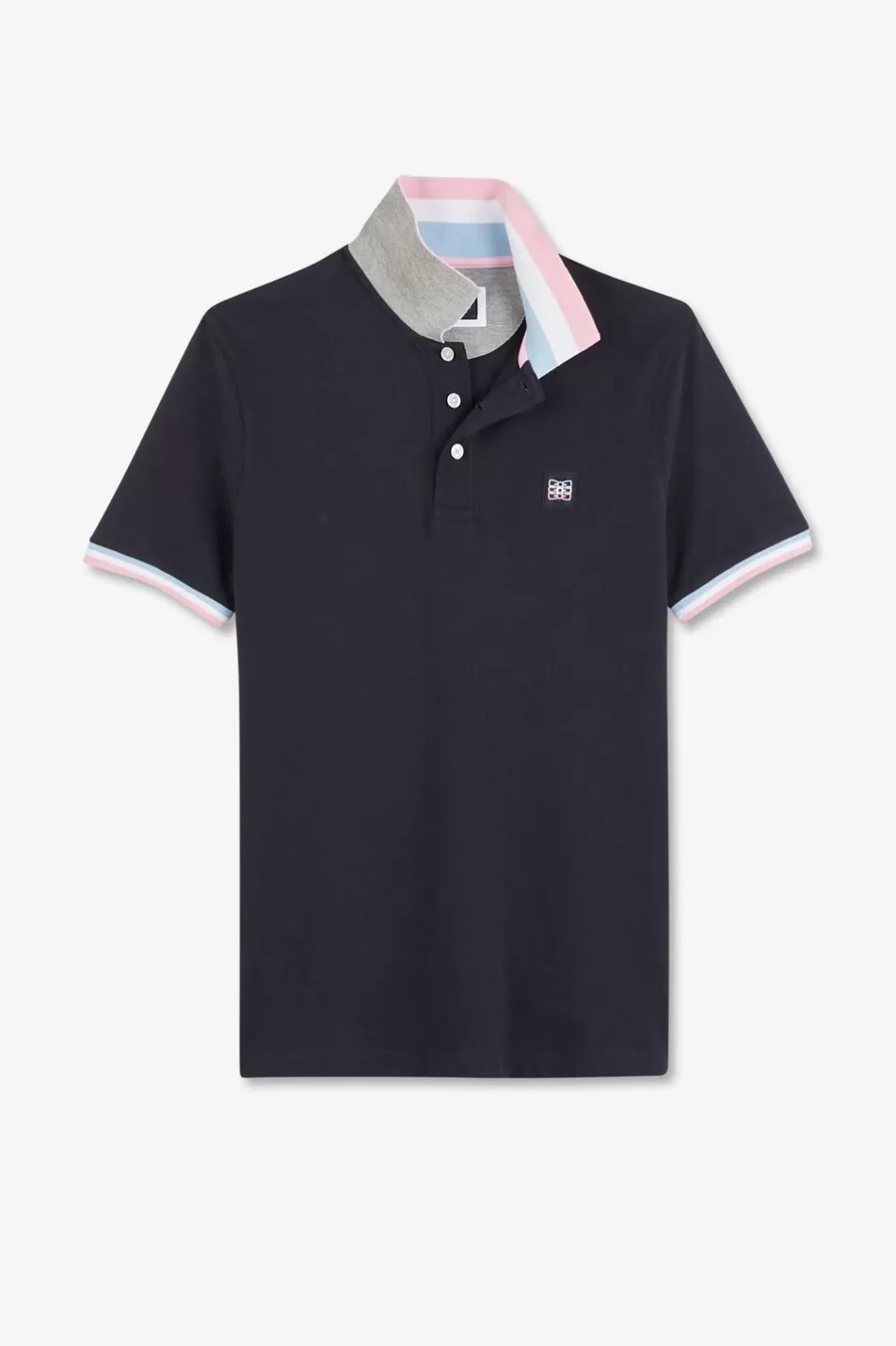 Polos | Eden Park Navy Blue Polo Shirt With Tricolour Details