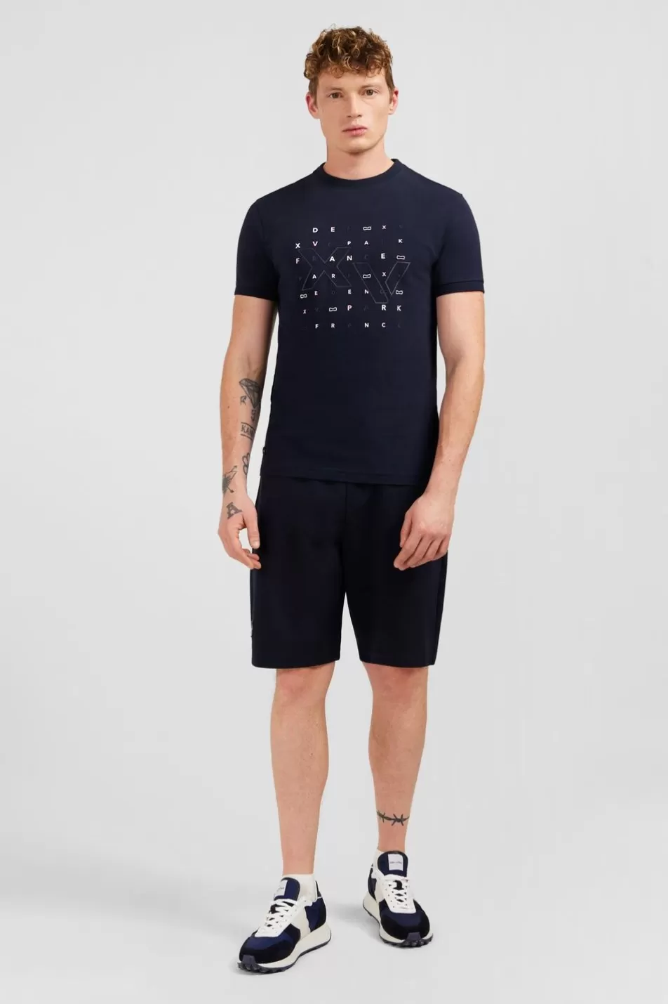 T-Shirts | Eden Park Navy Blue Printed Short-Sleeved T-Shirt