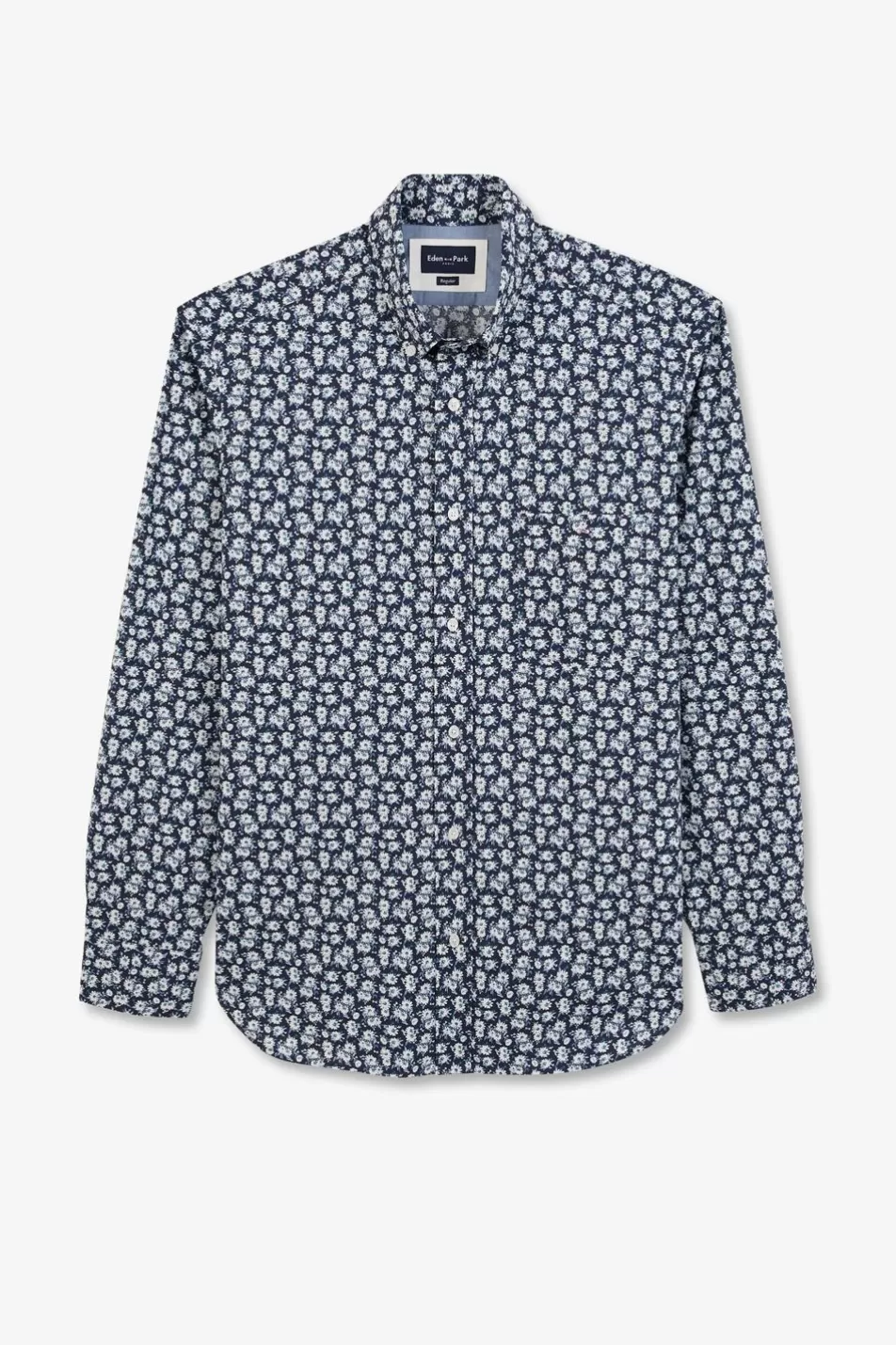 Shirts | Eden Park Navy Blue Shirt With Exclusive Floral Print