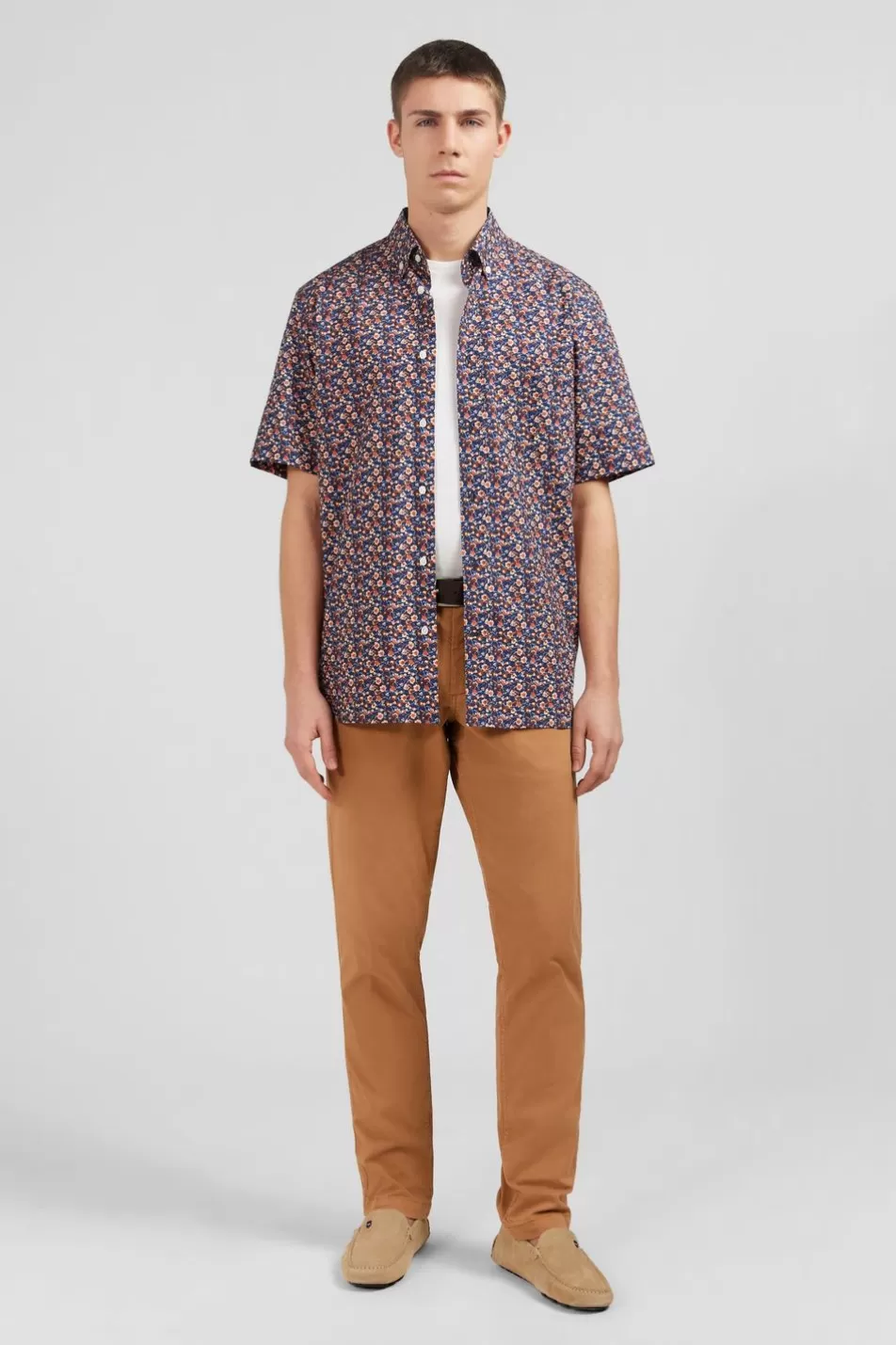 Short-Sleeved Shirts | Eden Park Navy Blue Shirt With Exclusive Floral Print