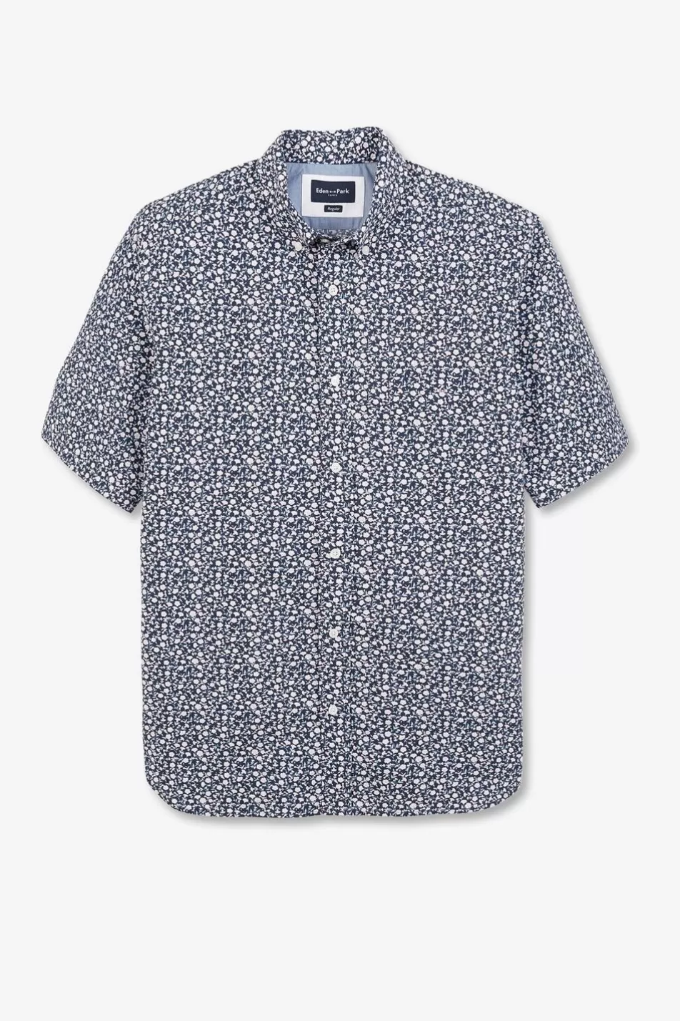 Short-Sleeved Shirts | Eden Park Navy Blue Shirt With Exclusive Floral Print