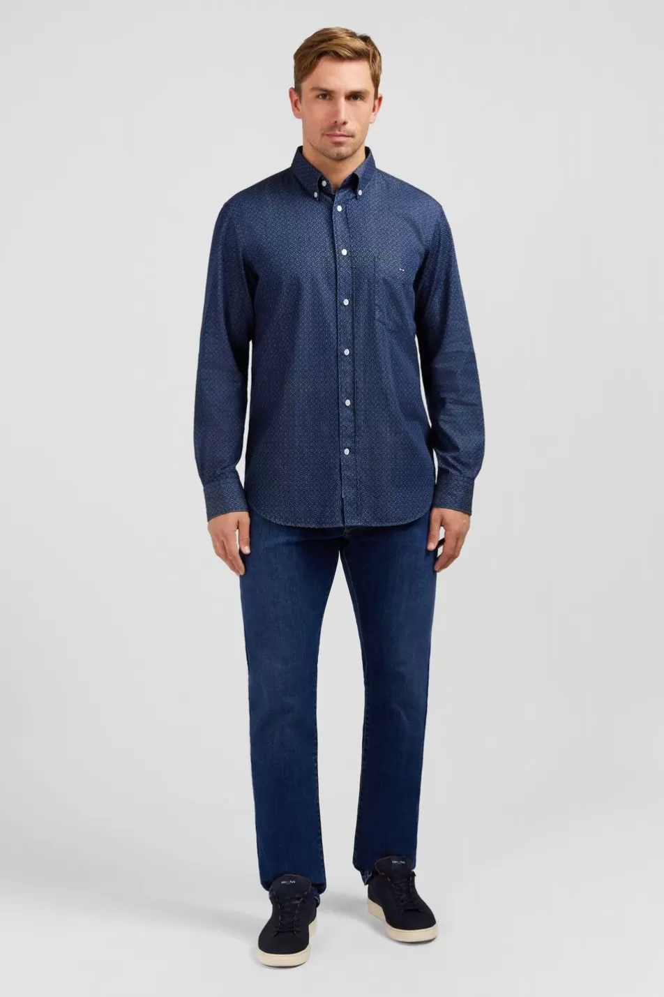 Shirts | Eden Park Navy Blue Shirt With Exclusive Print