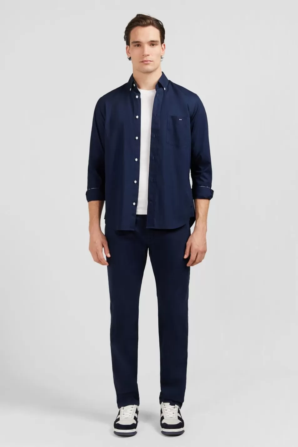 Shirts | Eden Park Navy Blue Shirt With Floral Detail