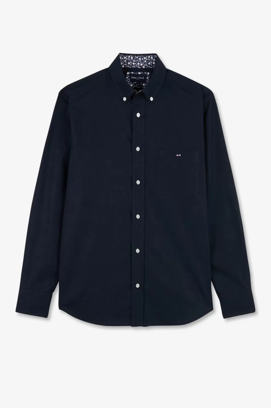 Shirts | Eden Park Navy Blue Shirt With Floral Detail