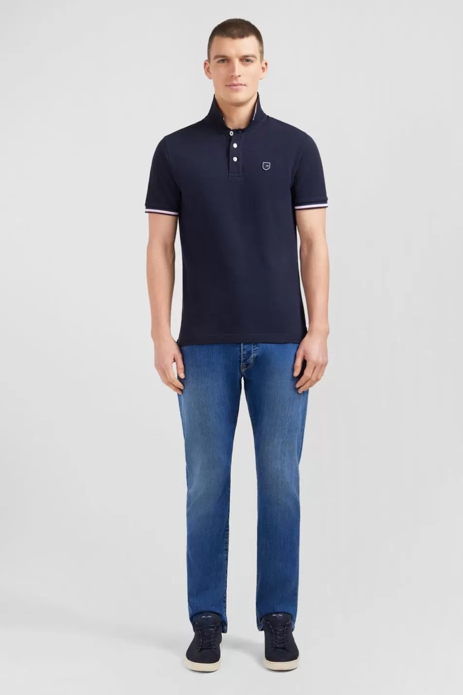 Polos | Eden Park Navy Blue Short-Sleeved Polo Shirt