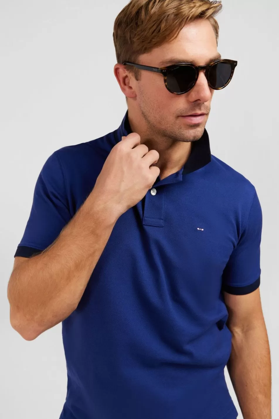 Polos | Eden Park Navy Blue Short-Sleeved Polo Shirt