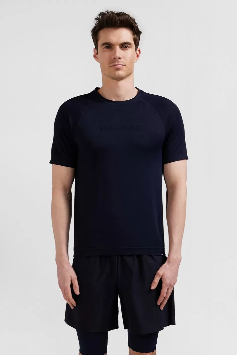 T-Shirts | Eden Park Navy Blue Short-Sleeved Sports T-Shirt With Striped Details