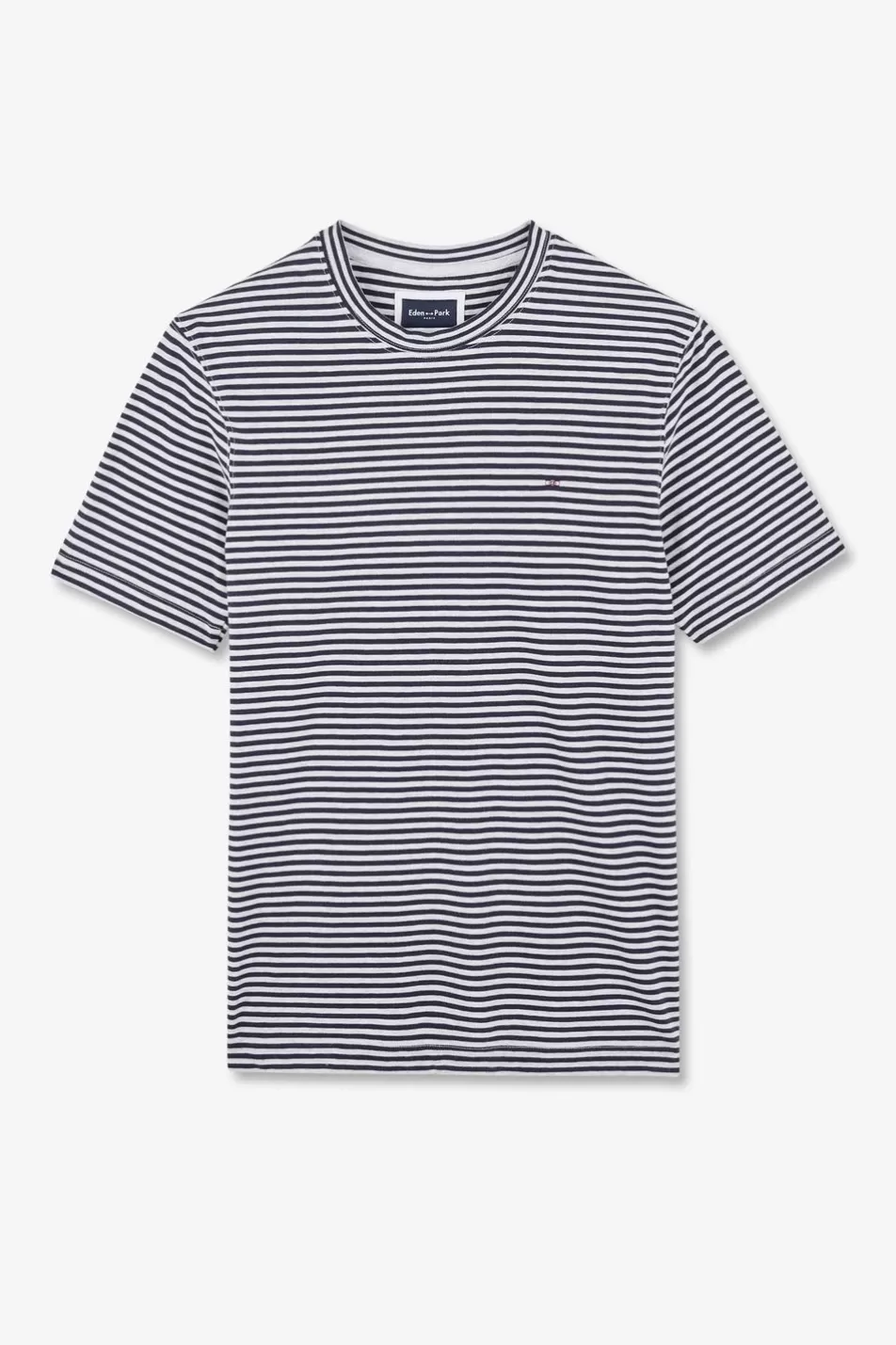 T-Shirts | Eden Park Navy Blue Short-Sleeved Striped T-Shirt