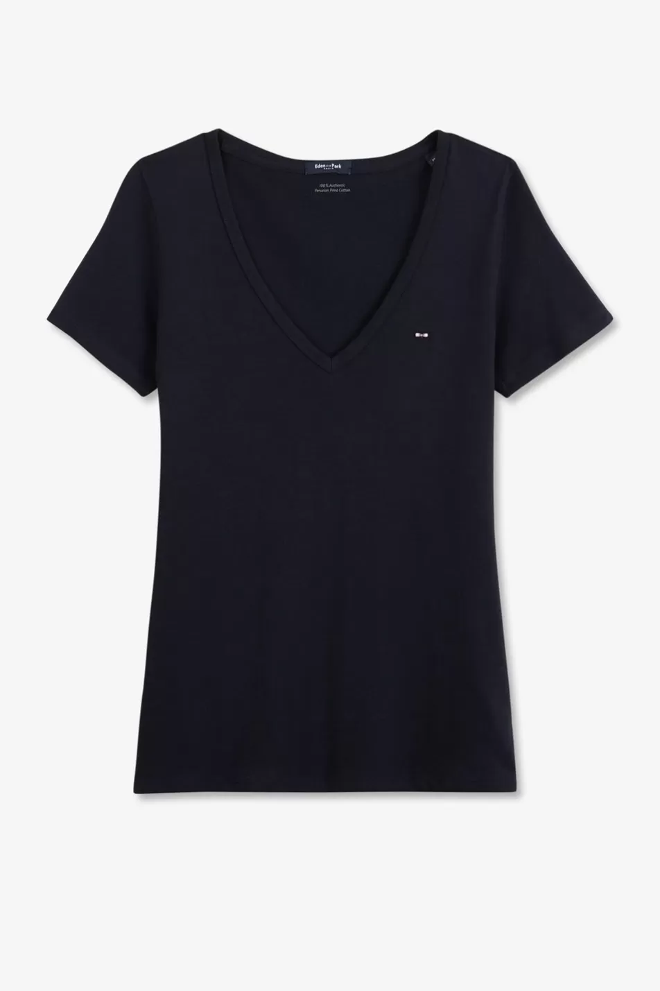 T-Shirts | Eden Park Navy Blue Short-Sleeved T-Shirt In Pima Cotton